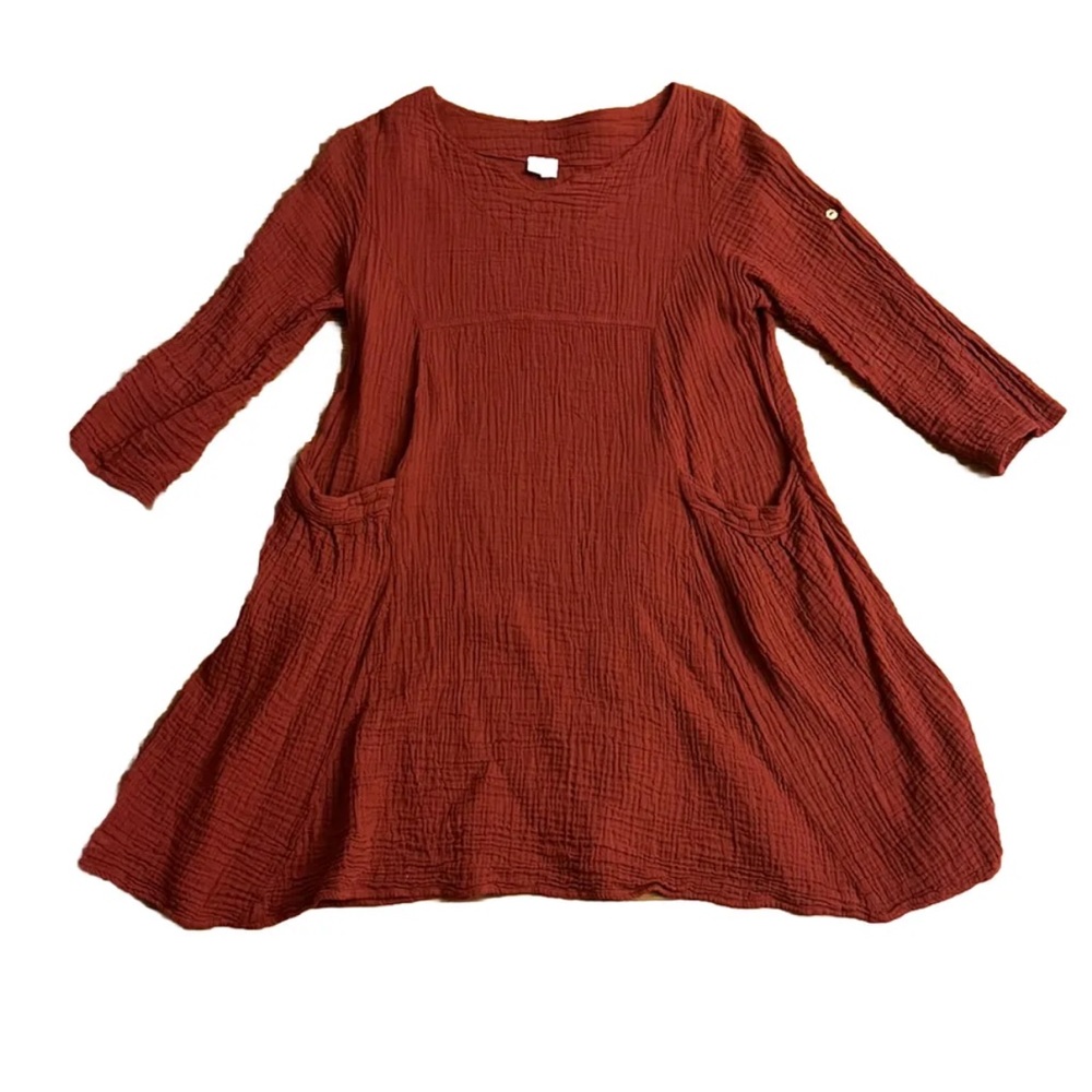 Unique Batik Lagenlook 100% Cotton Textured Dress Tunic Women’s One Size